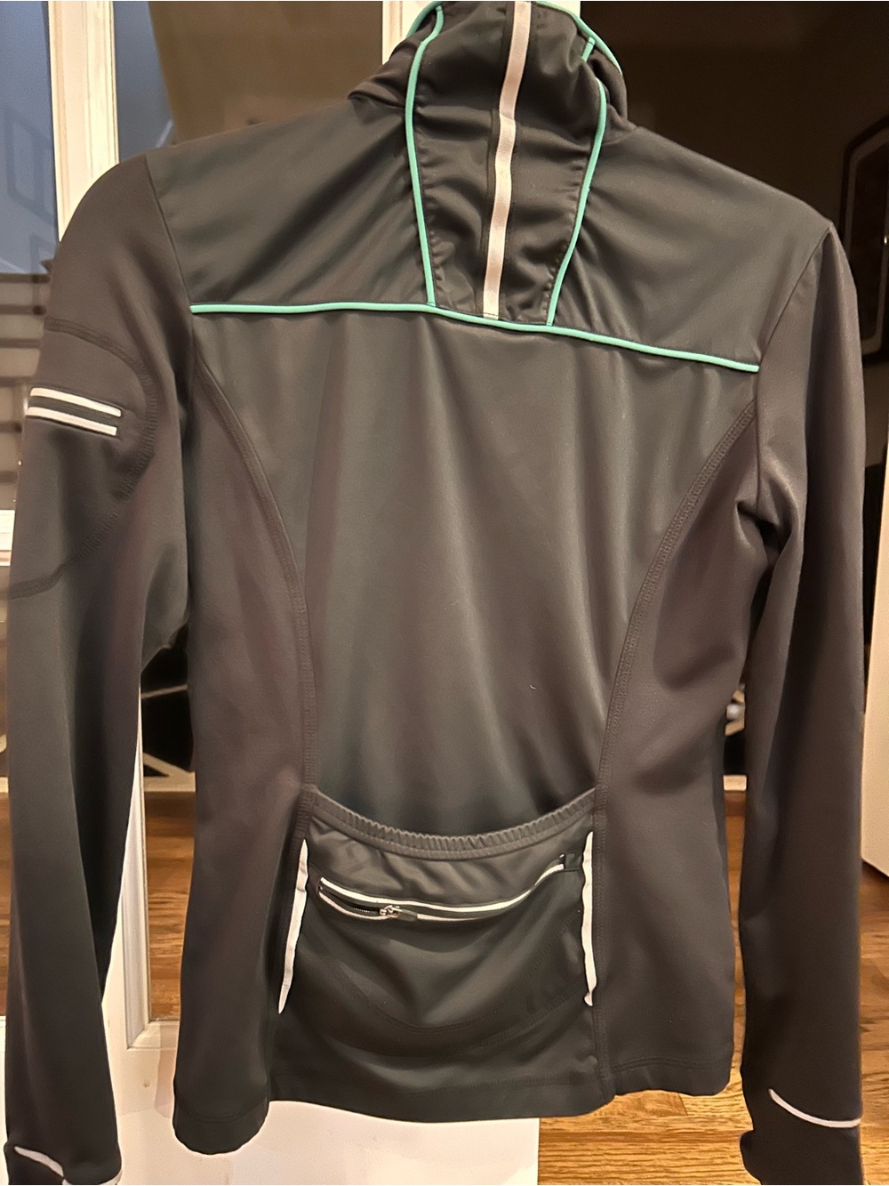 Athleta Black Utility Cycling Jacket with Mint Trim